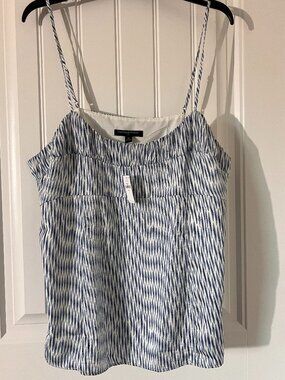 Banana Republic NWT Blue White Ikat Shirred Camisole Top Plus Size 18